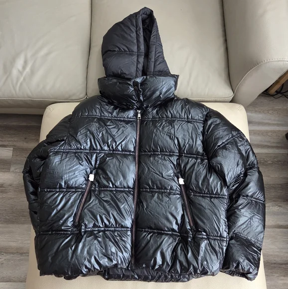 NWT - Massimo Dutti Women's Water Repellent Metallic Puffer Jacket - Size XL - Picture 5 of 15